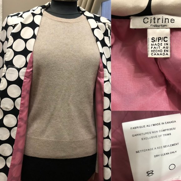 Designer Polka Dot Print Spring Trench Coat Jacket Small - Picture 2 of 5